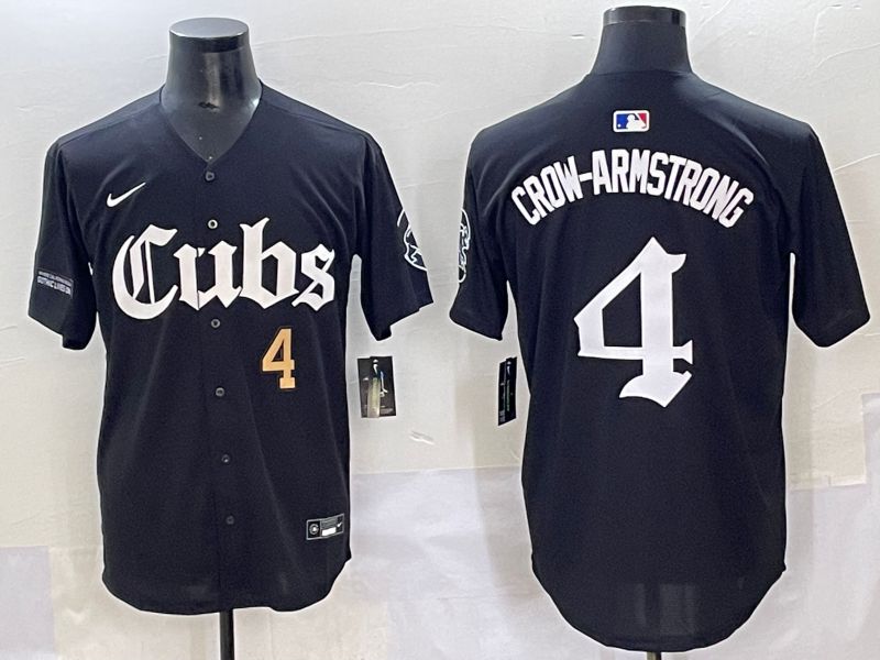 Men 2025 Chicago Cubs 4 Crow-Armstrong Black Five generations Joint Name Nike MLB Jersey style 4